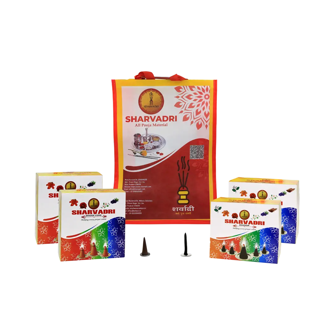 Combo - 2 Bundles Cones, 2 Bundles Wet Dhoop with Bag